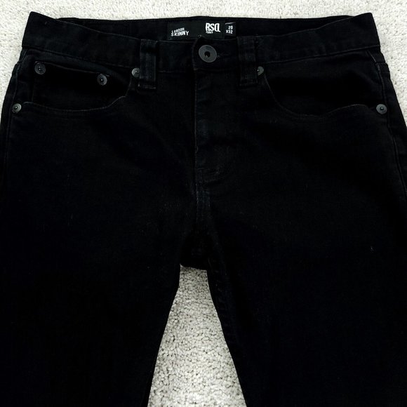 RSQ Jeans Men's 29x32 Black Stretch London Skinny Tapered Denim - Picture 2 of 10